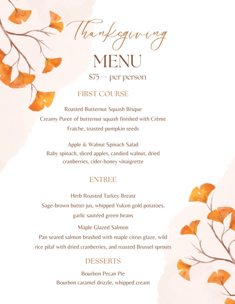 Thanksgiving Day Menu